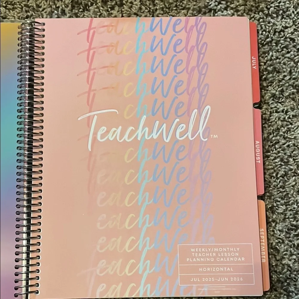 Pastel Striped Teacher Lesson Planning Calendar